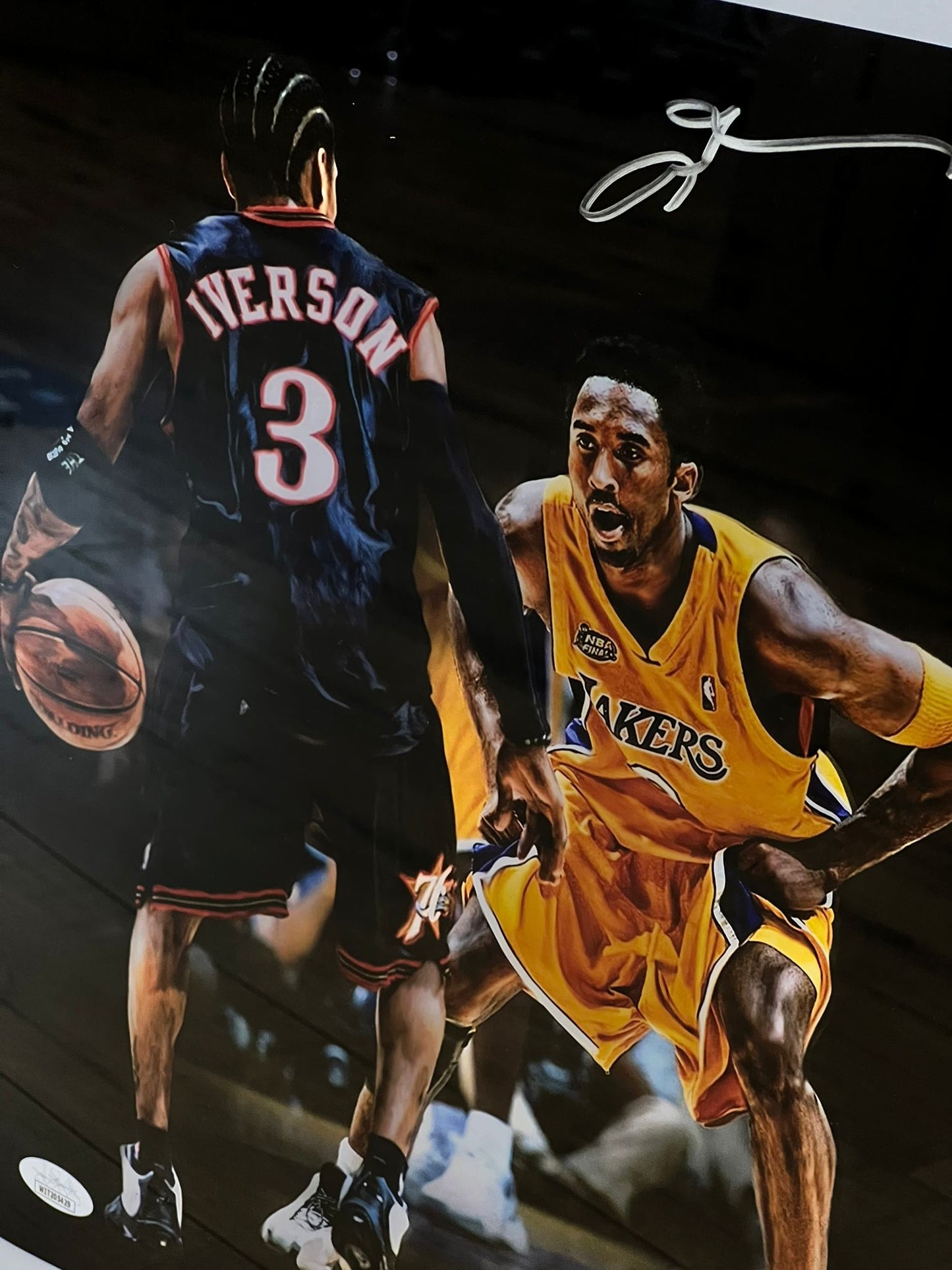 Allen Iverson vs Kobe Bryant signed photograph w/ COA  (framed) 16 x 20 inches